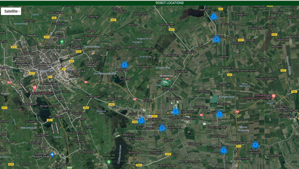Une vue satellite de la flotte de robots à Groningen